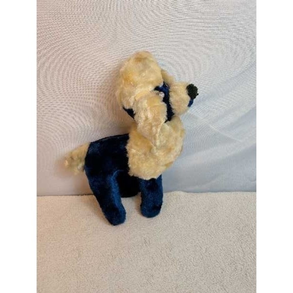 VTG Poodle Plush Stuffed Animal Toy Cream Blue Sparkle Eyes Dog Vintage Plush